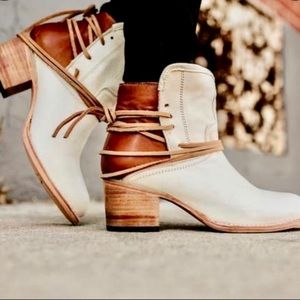 FreeBird by Stephen Casey White distressed Ankle Boot. Has been worn one time.
